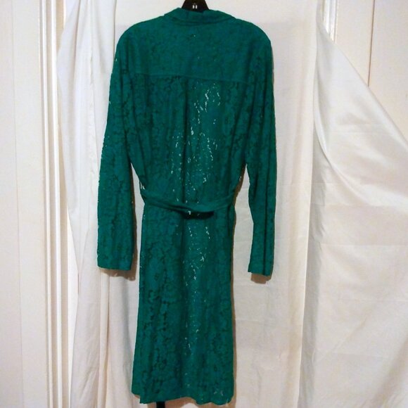 Torrid Emerald Lace Robe Sz 3 (22/24) Soft Glam Witchy Boudoir Romantic Goth - Picture 5 of 7